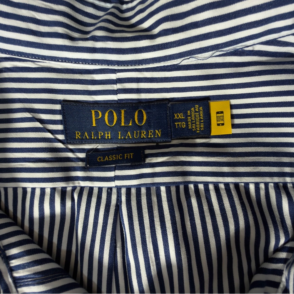Polo by Ralph Lauren Blue and White Pinstripe Button-Down Shirt - Picture 9 of 13